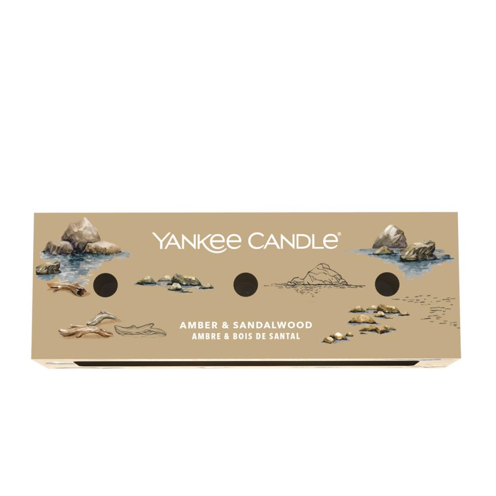 Yankee Candle Amber & Sandalwood 3 Filled Votive Candle Gift Set Extra Image 1